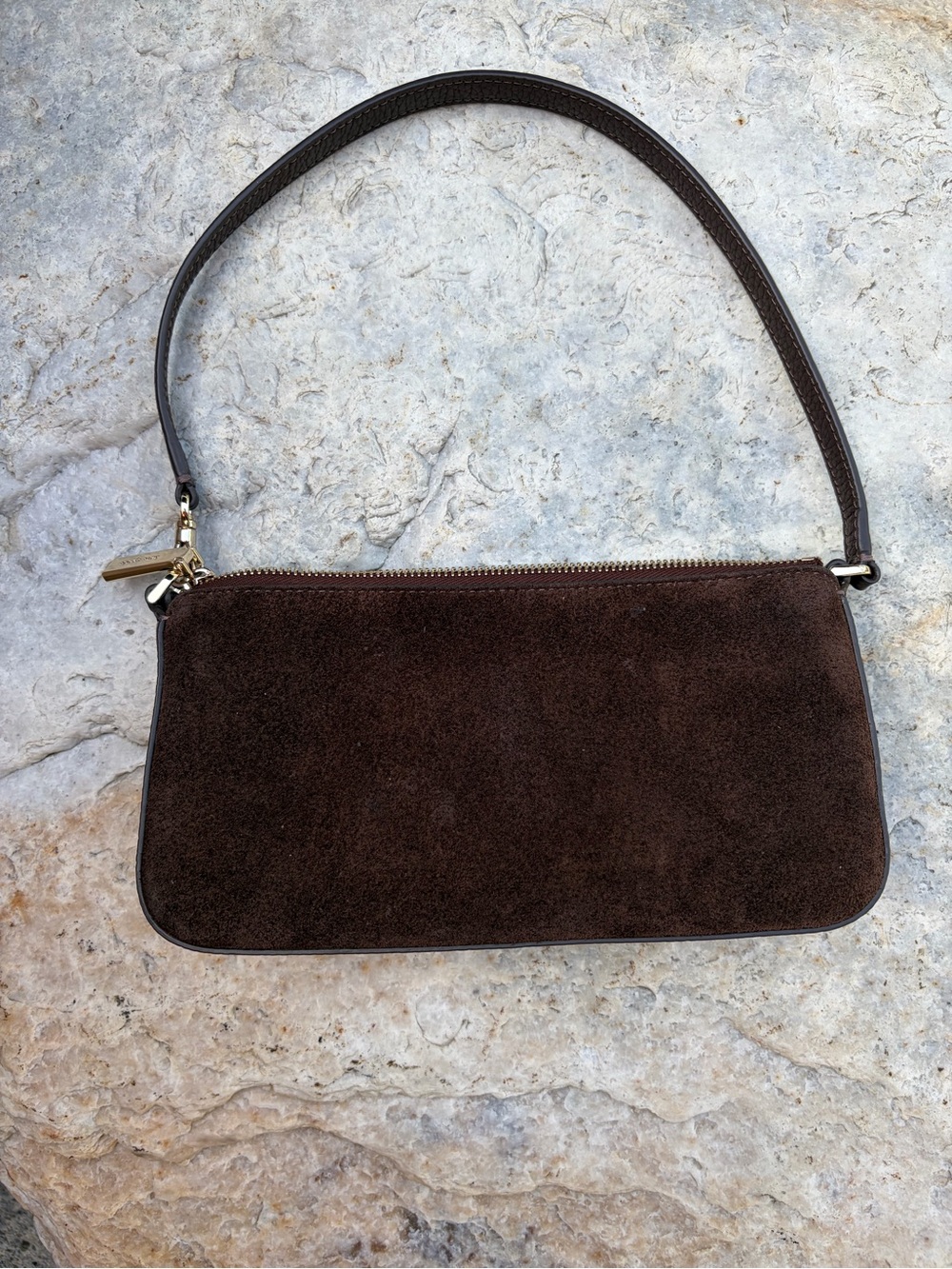 Kate Spade Gemini Suede convertible wristlet in hot fudge - Picture 2 of 3